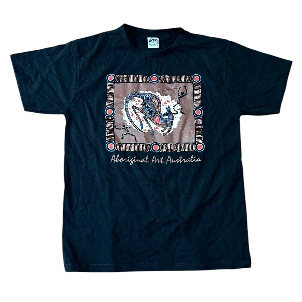Vintage Australia t-shirt Aboriginal Artwork size small black